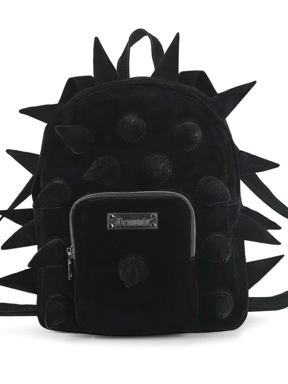 Demonia Black Velvet Spiked Mini Backpack Soft Cone Spikes Pocket Goth Punk NEW